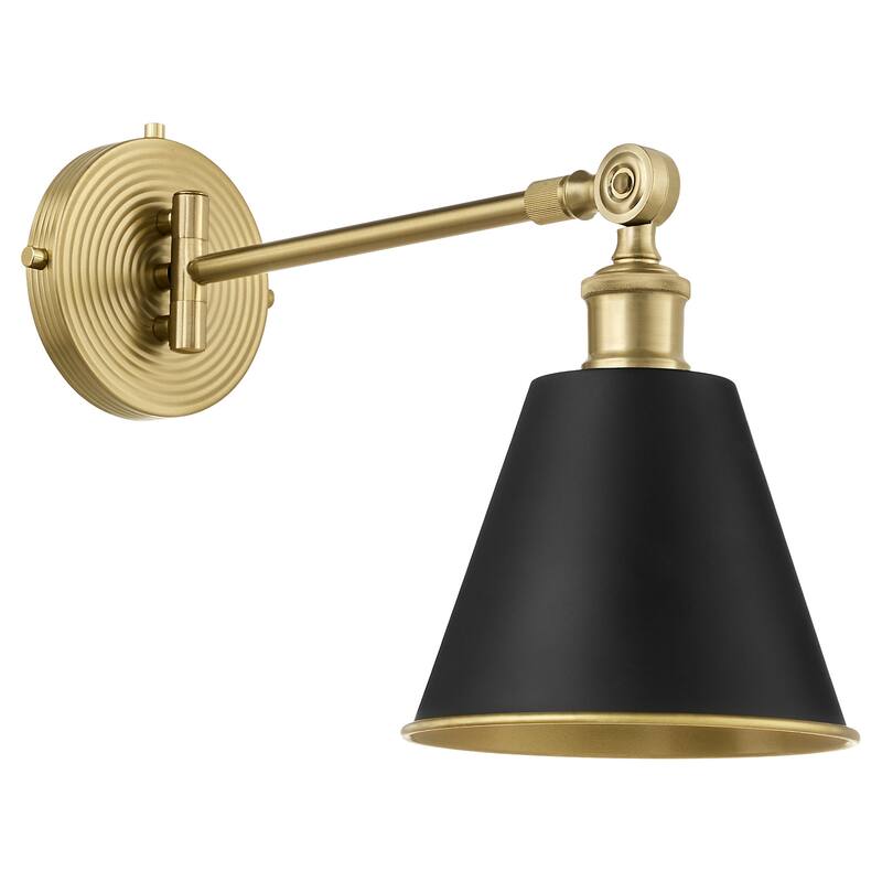 Quorum International 5320-1 Bailey 13" Tall Wall Sconce - Matte Black / Aged Brass