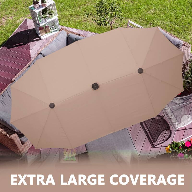Autlaycil 13 ft Patio Umbrella with Crank Outdoor Umbrella with Base