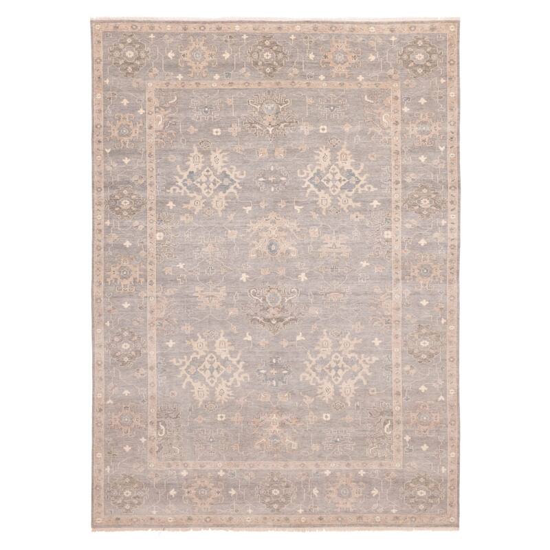 ECARPETGALLERY Hand-knotted Modern Oushak Grey Wool Rug - 8'11 x 12'1