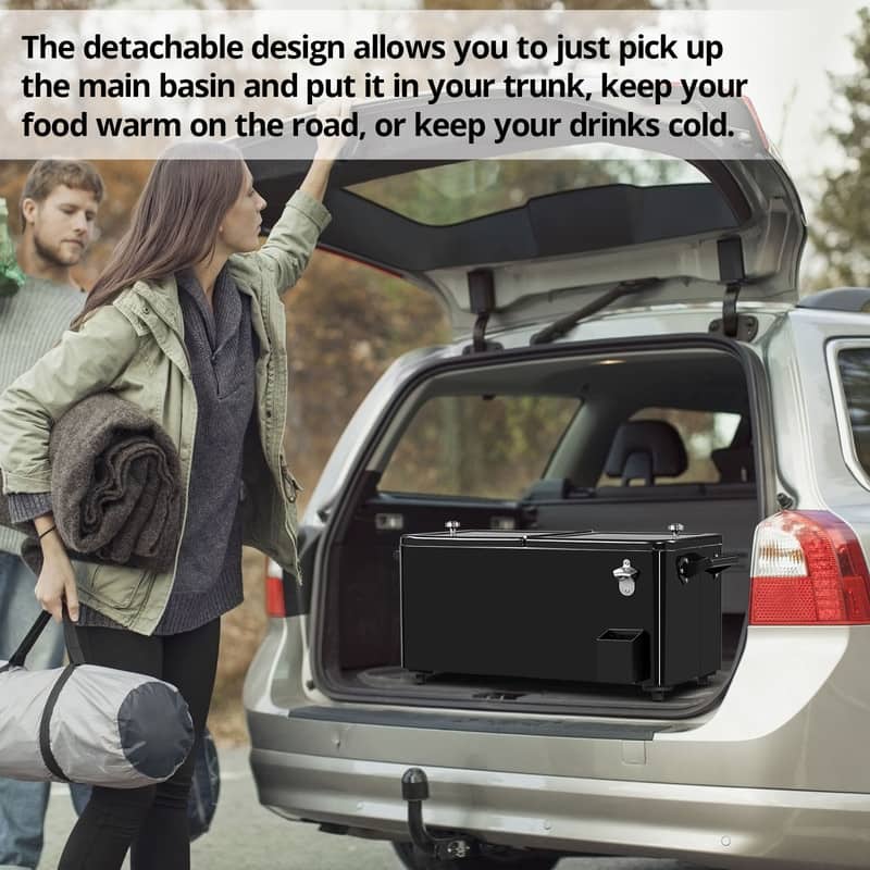 Detachable 80QT Patio Cooler Wheeled with Tray