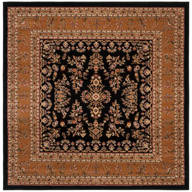 SAFAVIEH Lyndhurst Kuralay Traditional Oriental Rug - 6' Square - Black/Tan - Square