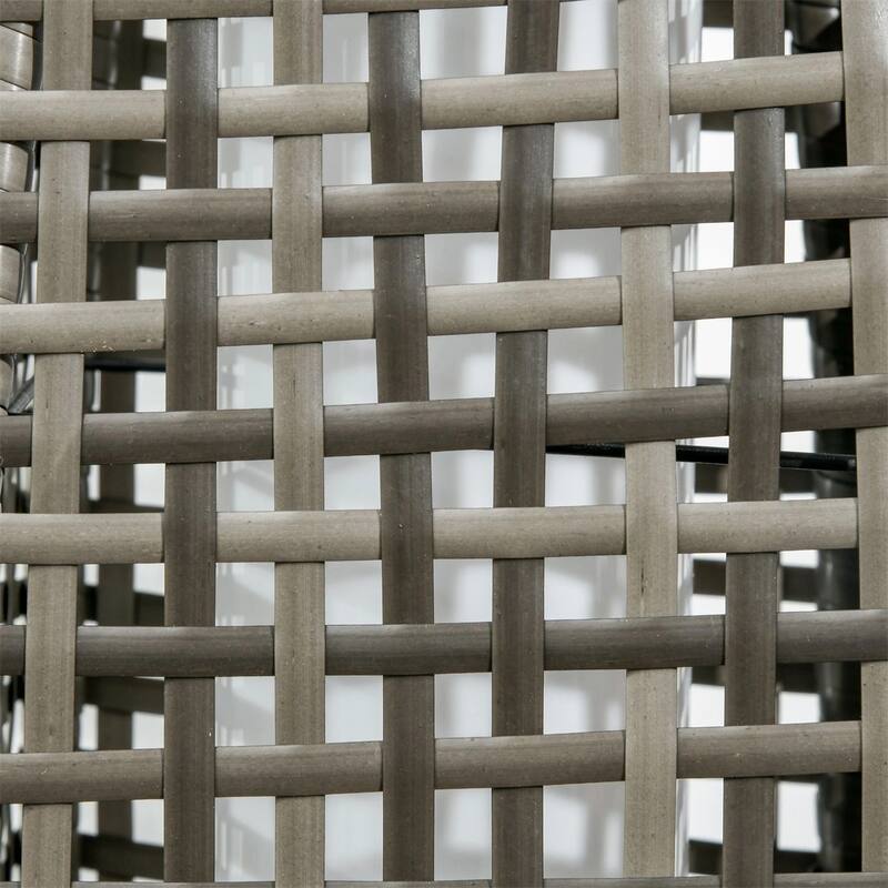 Waterproof Outdoor Solar Floor Lamp with LED Warm Light and Mixed Gray Rattan Design - 8.25" W x 8.25" D x 30.75" H