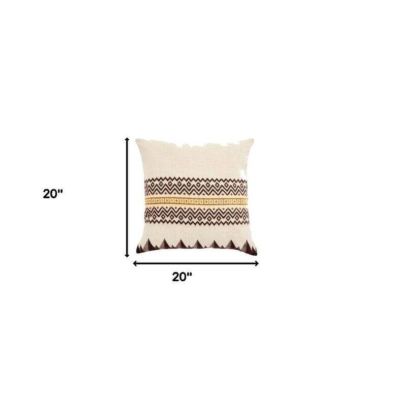 HomeRoots 20" Brown and White Bear Acrylic Throw Pillow Cover