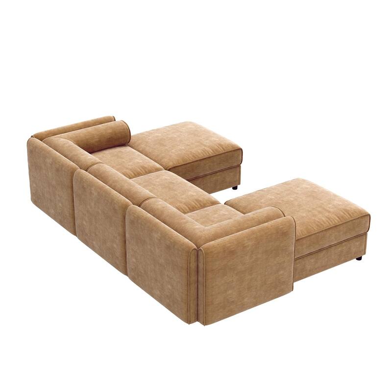 109" Chenille U-Shaped 3-Seater Sofa with Ottoman & Storage