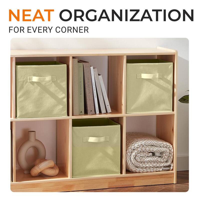 Cheer Collection 6 Pack Fabric Storage Cubes with Dual Handles Collapsible Organizer Bins