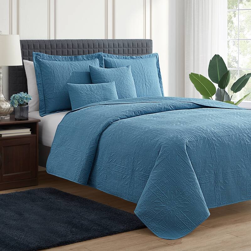 Clara Clark Bedspread Quilt Set - Grid Weave Pinsonic Lightweight Coverlet Set