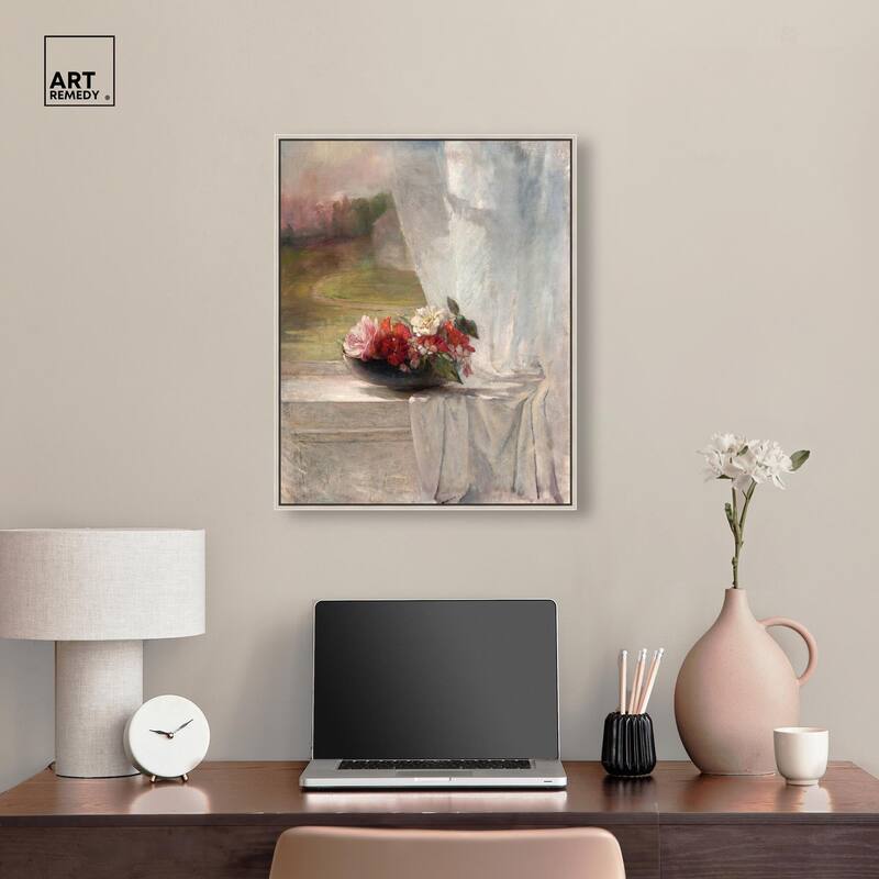 Flowers on a Window 1861 Canvas by Art Remedy