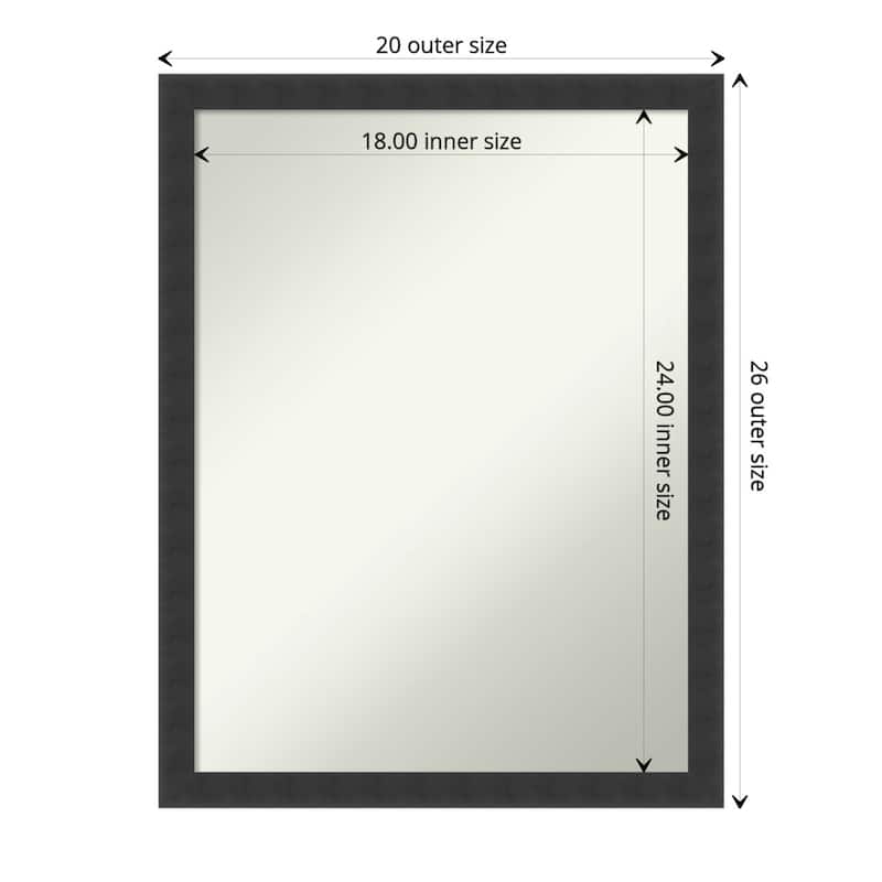 Non-Beveled Wood Bathroom Wall Mirror - Mezzanotte Frame - Mezzanotte Black - 20 x 26 in