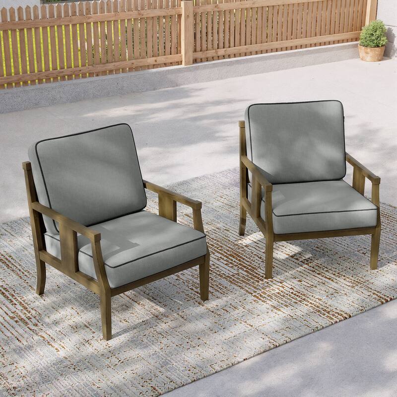 2 Set Outdoor Patio Club Chair with Cushion Patio Arm Lounge Chair