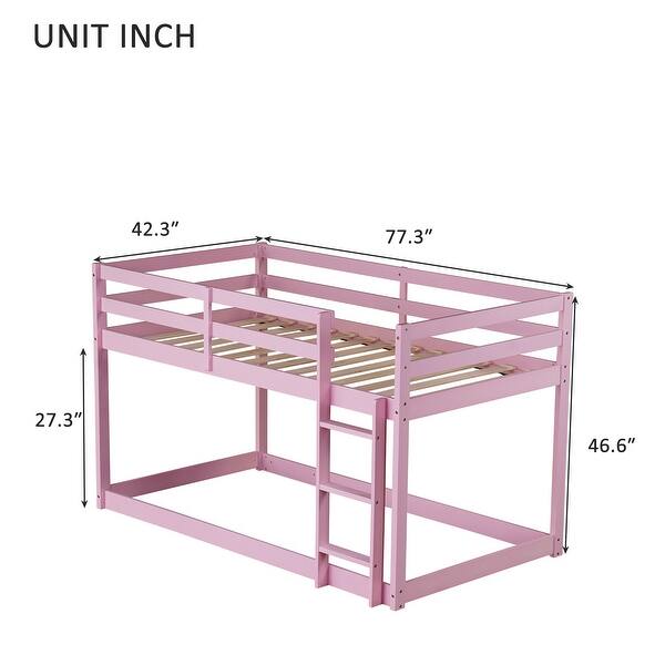 dimension image slide 1 of 5, Twin Loft Bed with Ladder and Low-Profile Design with 13-Slat Support (200lb Capacity)