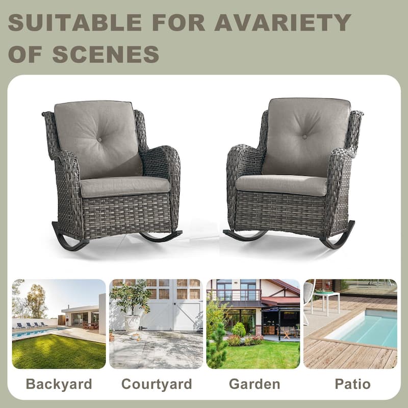 Patio Rocking Chair with Comfortable Cushions
