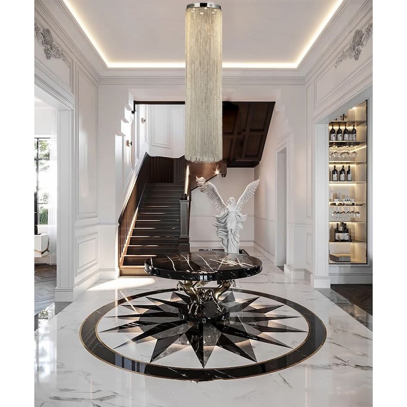 6-Light Chrome Metal Chandelier With Chain Drop