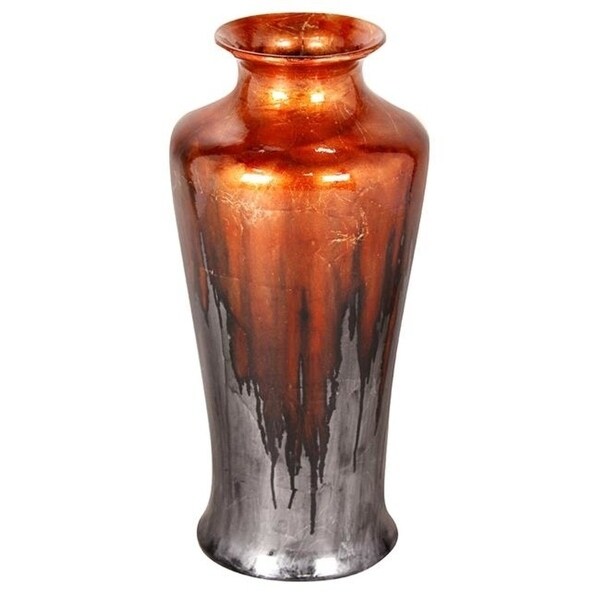 Heather Ann Creations W0764-8004 Leah 24 in. Foiled & Lacquered Ceramic Floor Vase - Copper & Pewter