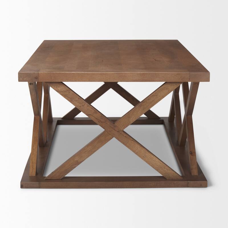 HomeRoots 48" Brown Solid Wood Geo Frame Coffee Table - 48' X '17.5' X '28