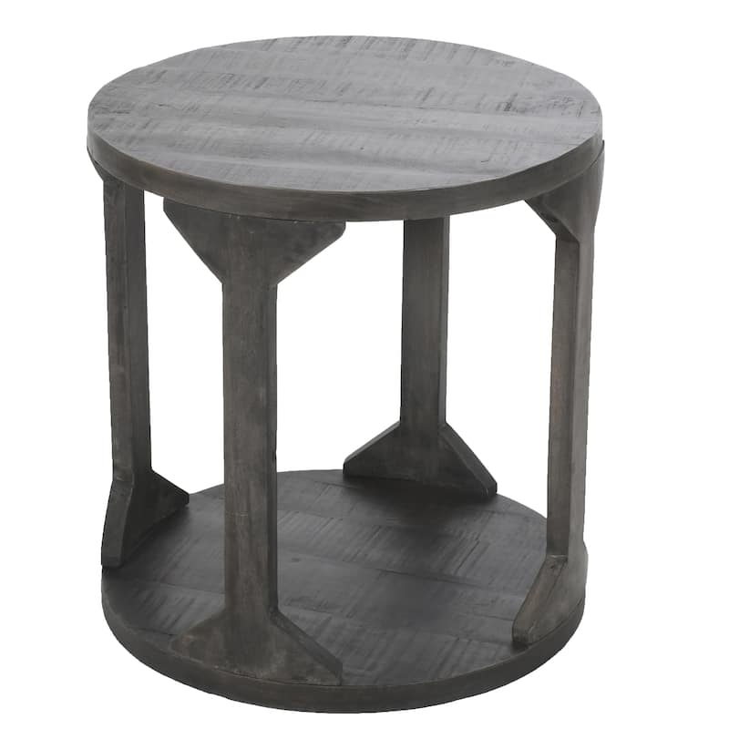 Rustic Modern Solid Wood Accent Table in Distressed Grey