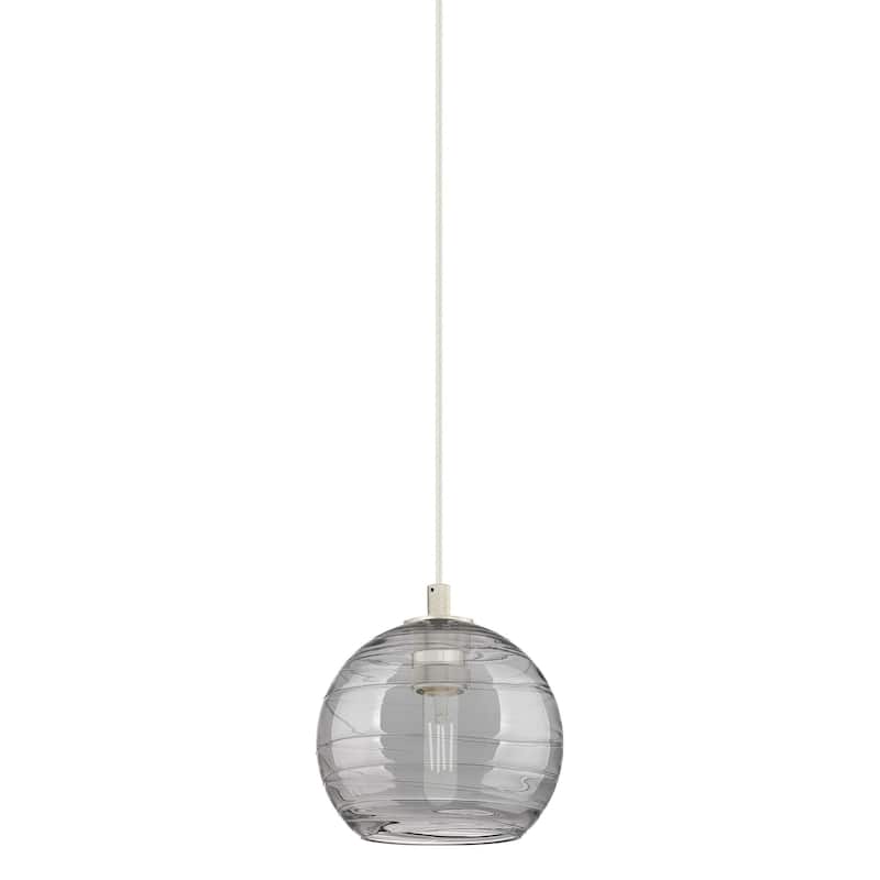 Innovations Lighting 434-1P-8-8 Crown Point Pendant Crown Point 8" - Polished Nickel / Light Smoke Deco Swirl