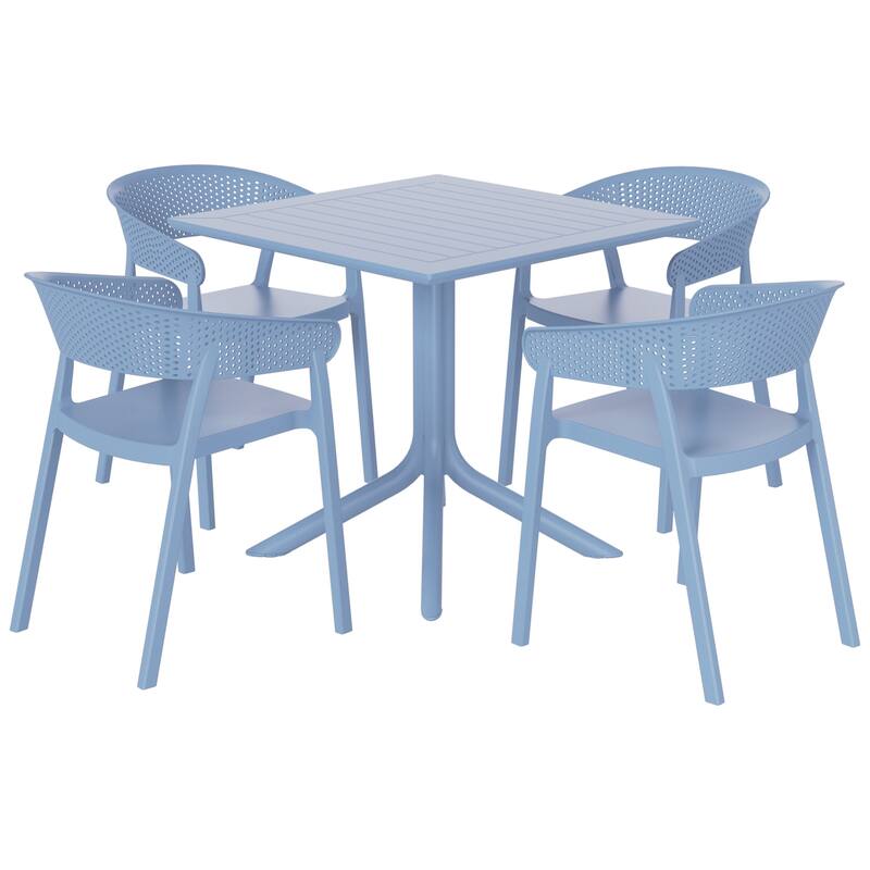 Frond and Form 4-Person Outdoor Square Dining Set - French Blue