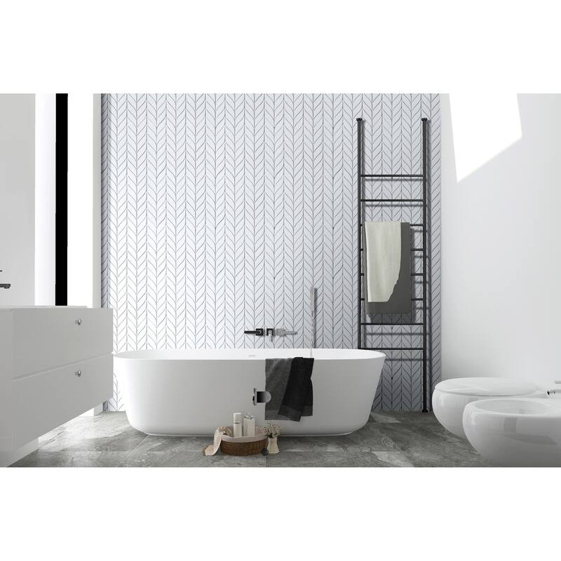 Thassos White Leaf Pattern Marble Mosaic Wall & Floor Tile - 1 Case (10 Sheets)