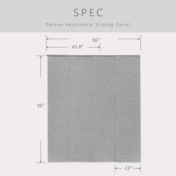 dimension image slide 3 of 7, GoDear Design Natural Woven Adjustable Sliding Panel Track Blinds, Vertical Blinds, Timeless Series, 45.8"- 86" W x 96" L