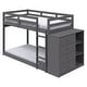 preview thumbnail 1 of 4, Classic Twin Bunk Bed with Cabinet, 4 Drawers, 3 Compartments, Ladder, Gray Twin - Grey