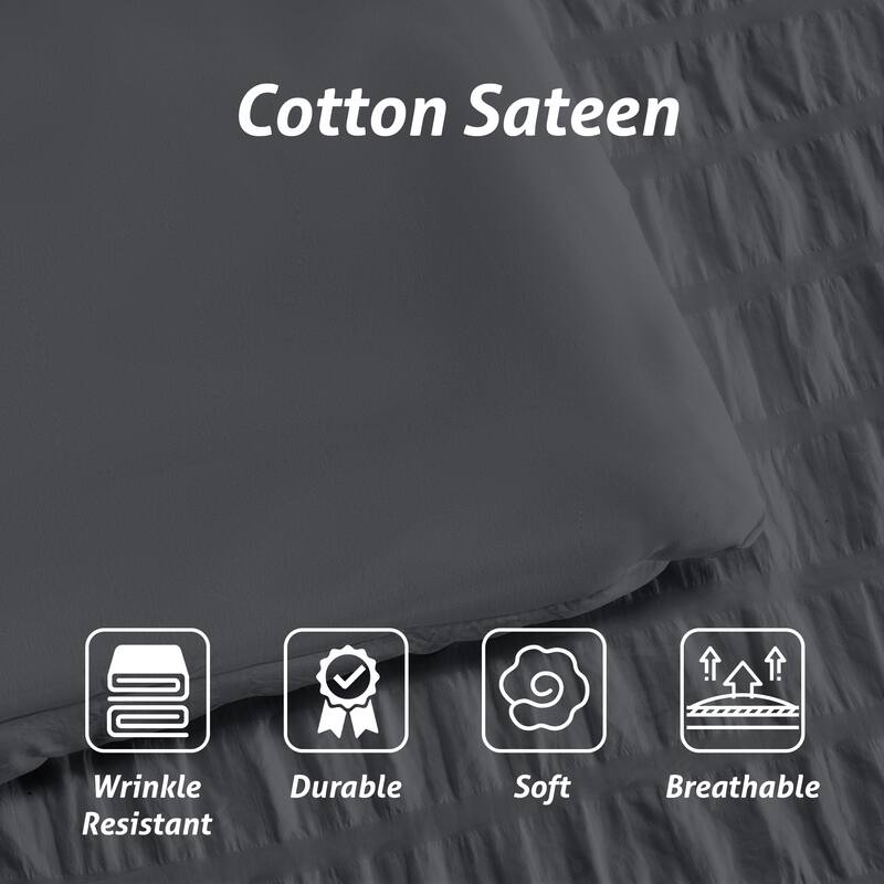 7-piece Seersucker Bedding Set, Comfortable and Durable Bed in a Bag