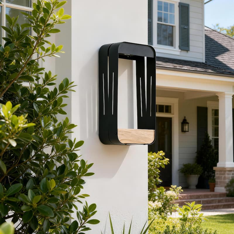 Modern Solar Rectangle Frame Integrated LED Sensor Outdoor Wall Light