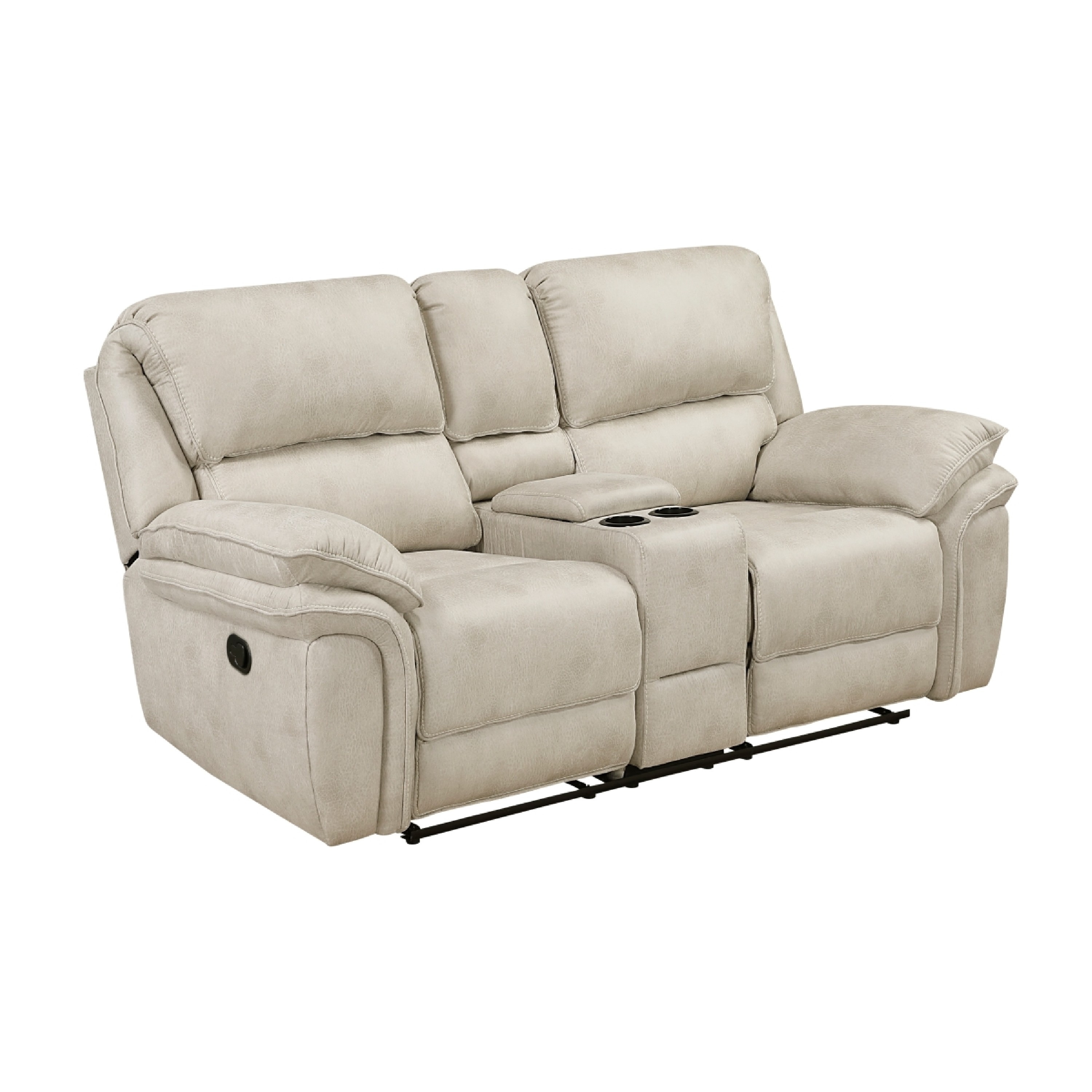 Tony Manual Reclining Loveseat w Center Console, USB Ports, Sand Brown