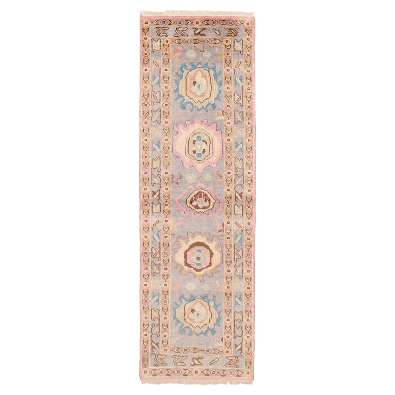 ECARPETGALLERY Hand-knotted Modern Oushak Grey Wool Rug - 2'4 x 8'0 - Grey - 2'4 x 8'0