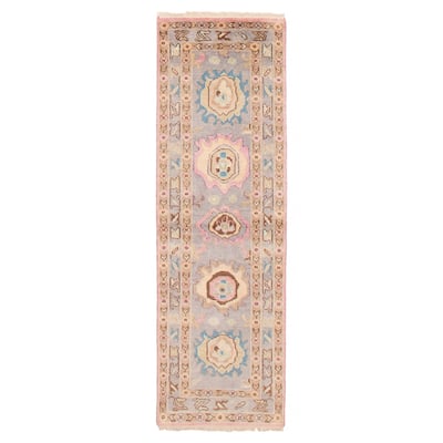 ECARPETGALLERY Hand-knotted Modern Oushak Grey Wool Rug - 2'4 x 8'0