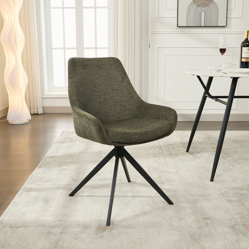 Swivel Dining Chairs,Mid Century Modern Dining Room Chairs with Metal Frame (one chair) - Green