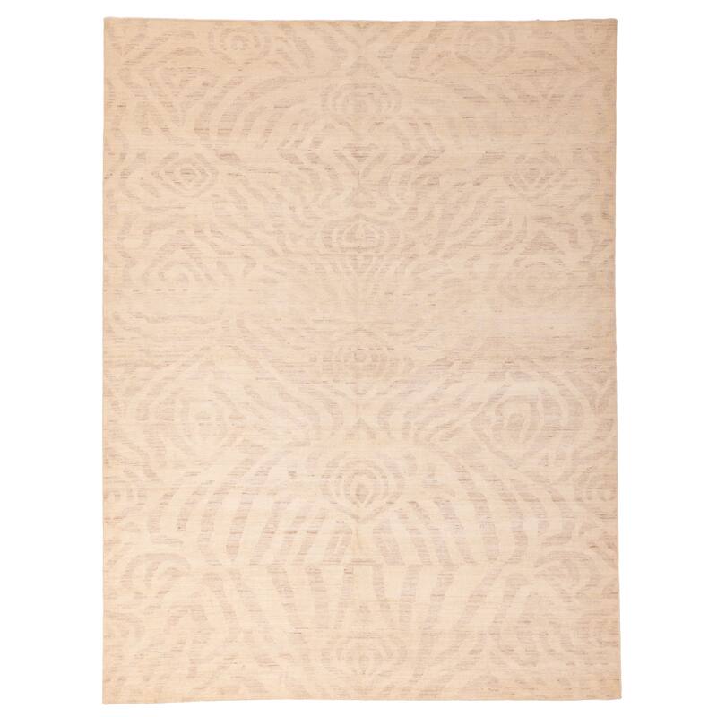 ECARPETGALLERY Hand-knotted Peshawar Ziegler Ivory Wool Rug - 9'0 x 11'8