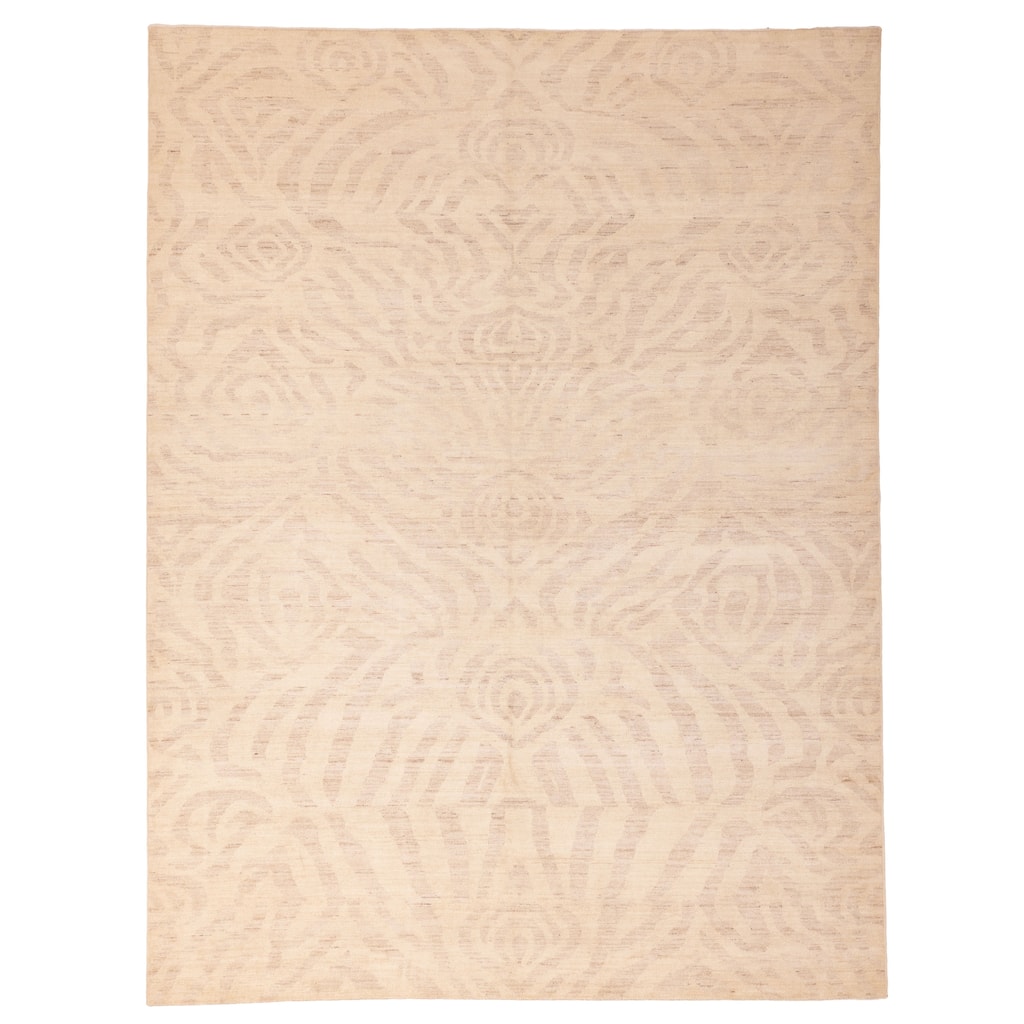 ECARPETGALLERY Hand-knotted Peshawar Ziegler Ivory Wool Rug - 9'0 x 11'8