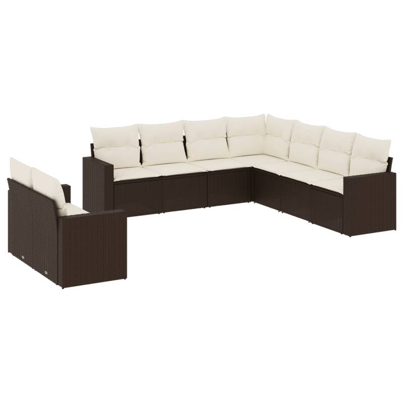 vidaXL Garden Sofa Set Brown, Cream White - 24.4 x 25.8 x 27.2