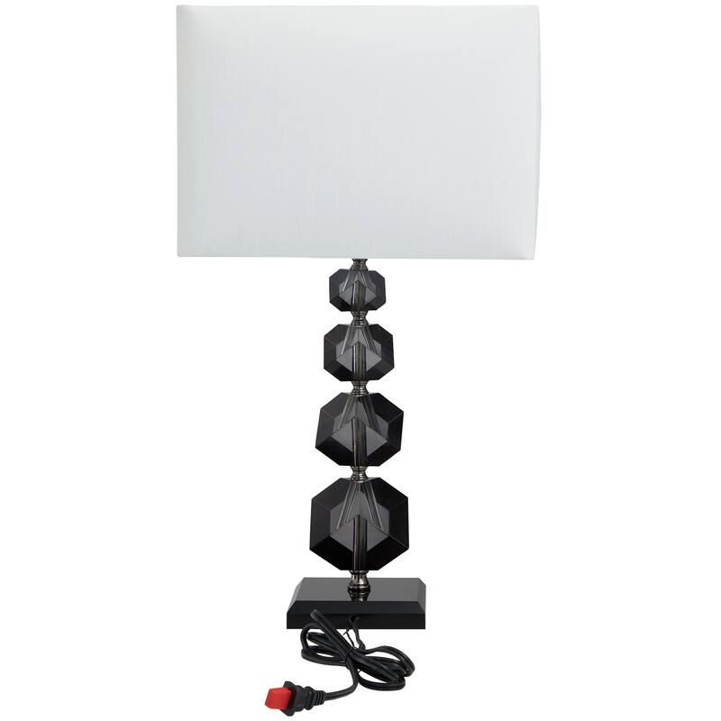 Black Crystal Geometric Diamond Inspired Room Table Lamp with Black Crystal Base