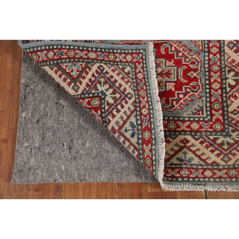 Light Blue Kazak Runner Rug Handmade Oriental Wool Carpet - 2'9" x 12'3"