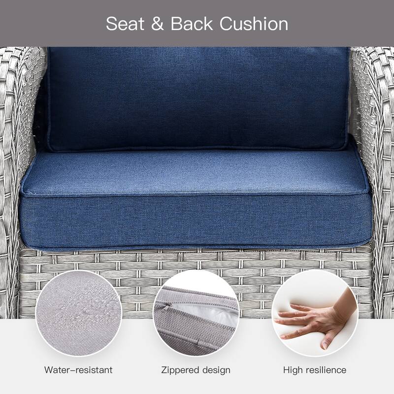 Pocassy Outdoor Patio Sofa Loveseat with Chair Coffee Table