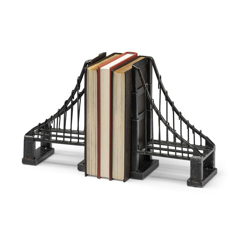 HomeRoots Set of Two 10" Brown Polyresin Decorative Bookends - 10.0394" H x 3.937" W x 19" D