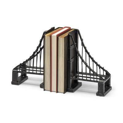 HomeRoots Set of Two 10" Brown Polyresin Decorative Bookends - 10.0394" H x 3.937" W x 19" D