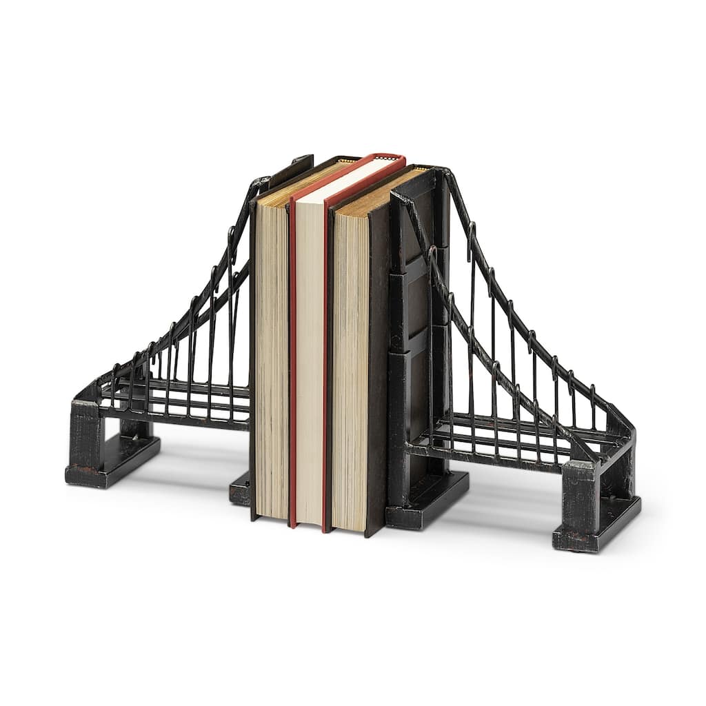 HomeRoots Set of Two 10" Brown Polyresin Decorative Bookends - 10.0394" H x 3.937" W x 19" D