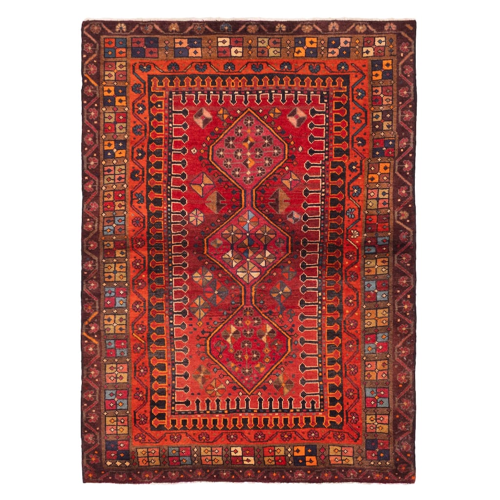 ECARPETGALLERY Hand-knotted Konya Anatolian Red Wool Rug - 4'4 x 6'1