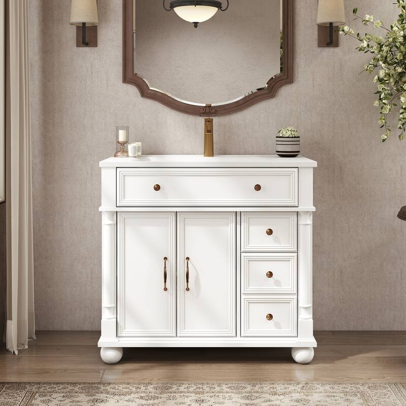 28-36 inch Transitional Single Bathroom Vanity with Ceramic Sink