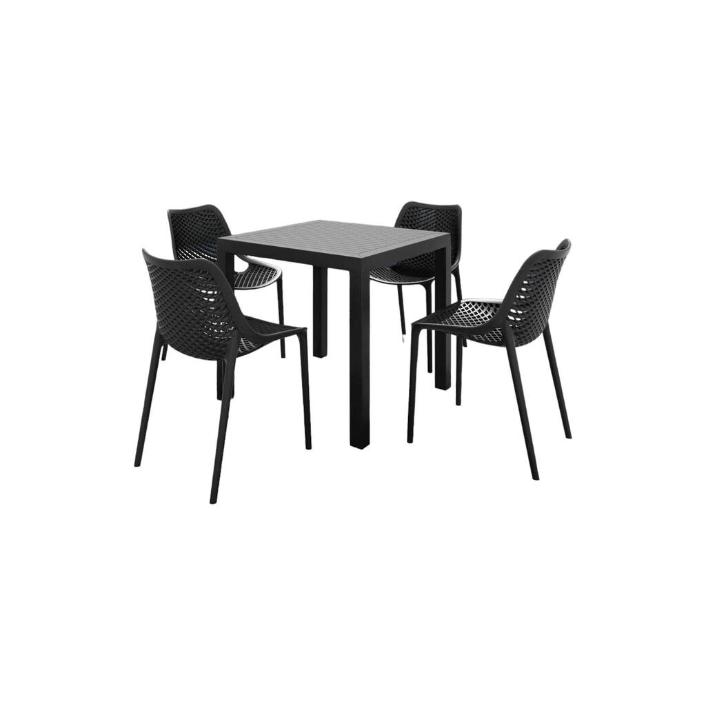 5-Piece Black Stackable Square Outdoor Patio Dining Set 32.25"