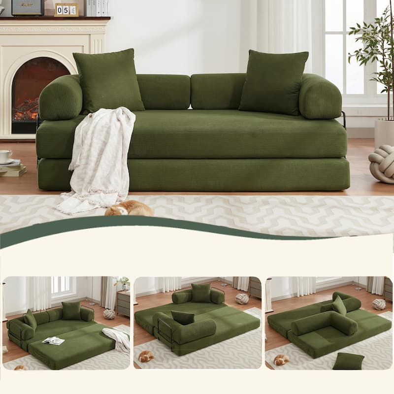 Folding Convertible Sleeper Sofa Bed with 3-Seats, DIY Modular Design for Ultimate Flexibility and Comfort