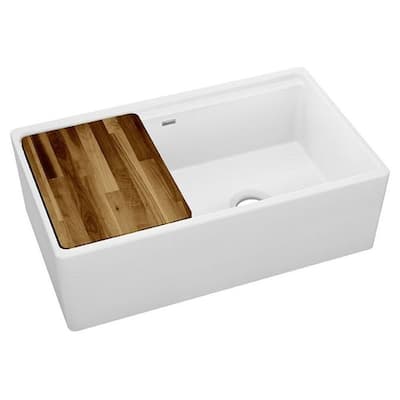 Elkay 33" Farmhouse Double Basin Fireclay Kitchen Sink with Cutting
