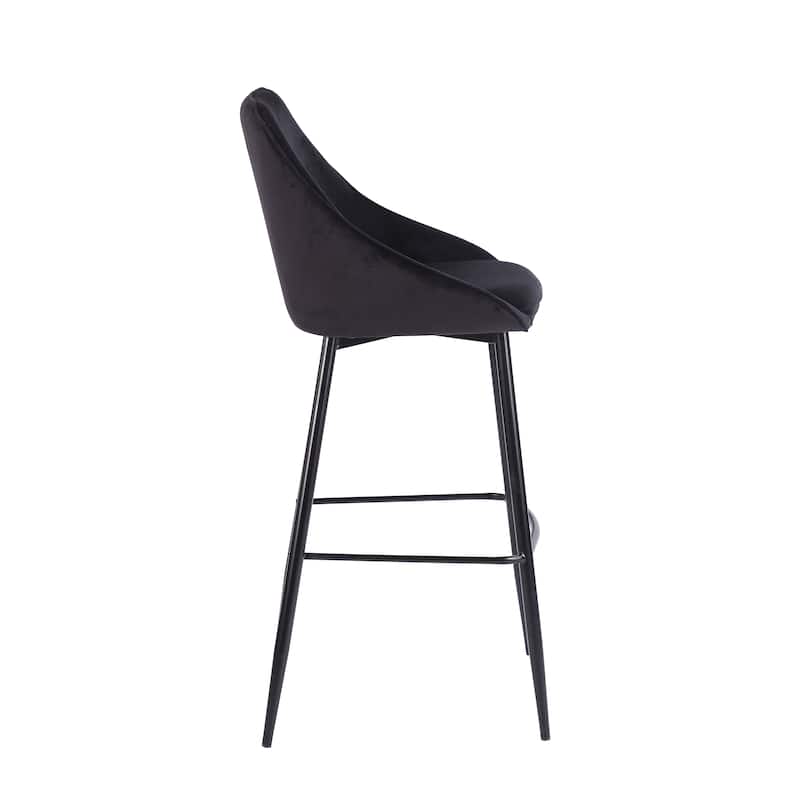 Porthos Home Ugo Bar Stools Set of 2, Velvet Upholstery, Iron Legs