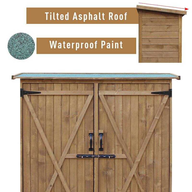 Outsunny Fir Wood Garden Storage Shed with Lockable Doors