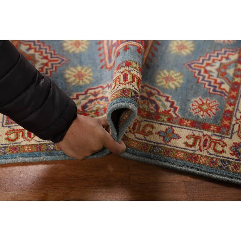 Light Blue Kazak Foyer Rug Hand-Knotted Wool Carpet - 2'0" x 3'0"