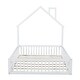preview thumbnail 5 of 16, House-shaped Design Wood Full Size House Platform Bed with Safety Guardrail, White