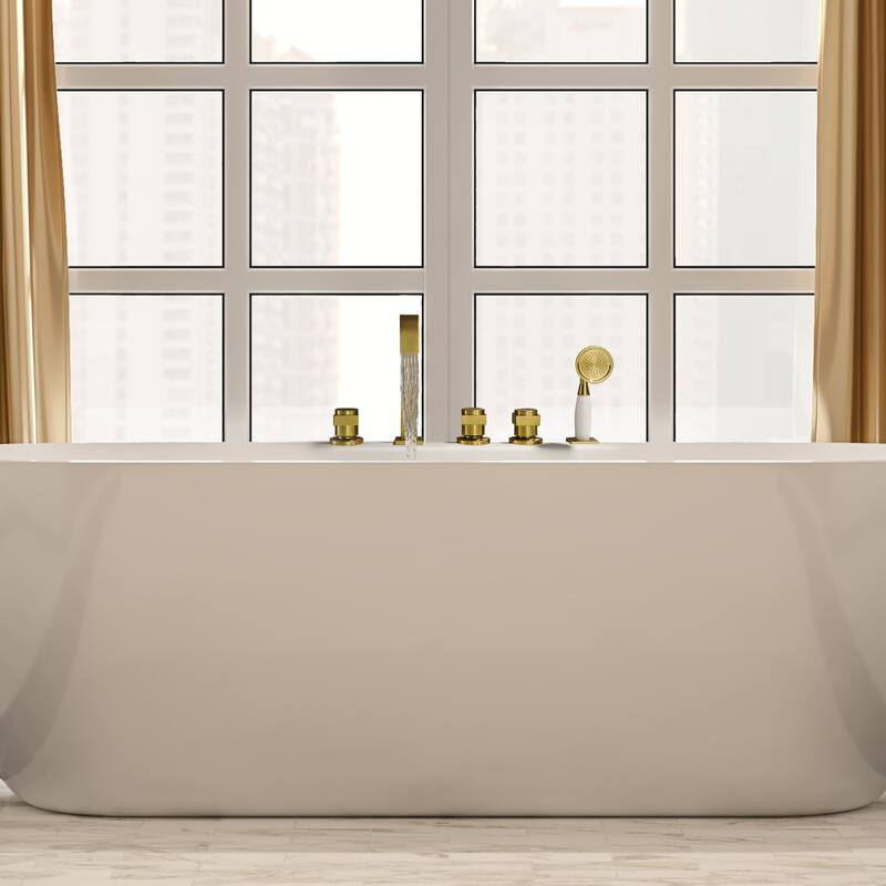Altair Vikran Triple Handle Deck-Mount Roman Tub Faucet Trim with Handshower