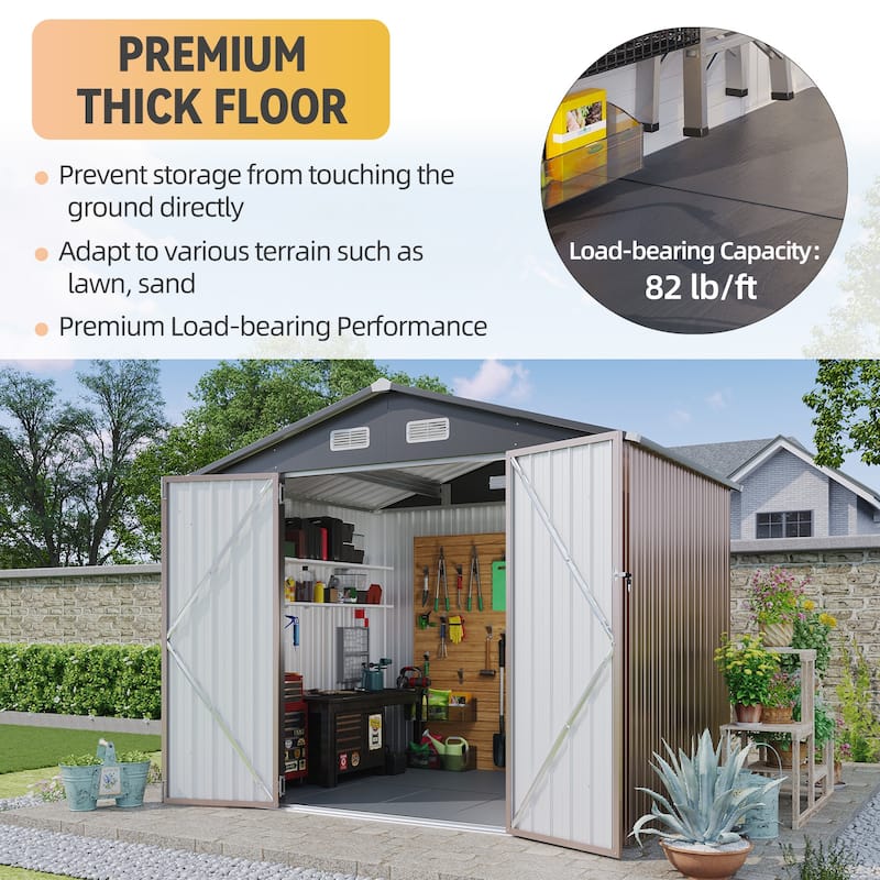 AOXUN Outdoor Storage Shed with Lockable Doors and Air Vents for Garden